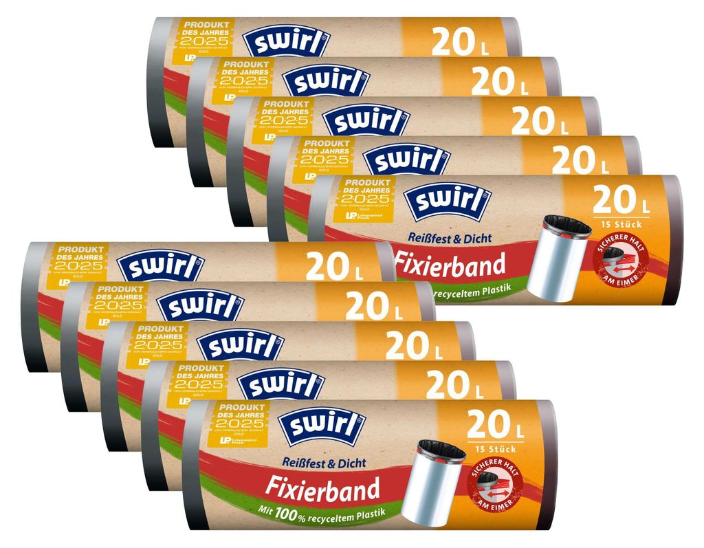 10x Swirl Fixierband Müllbeutel 20L ( 15 stk/Rolle ) Produktbild 