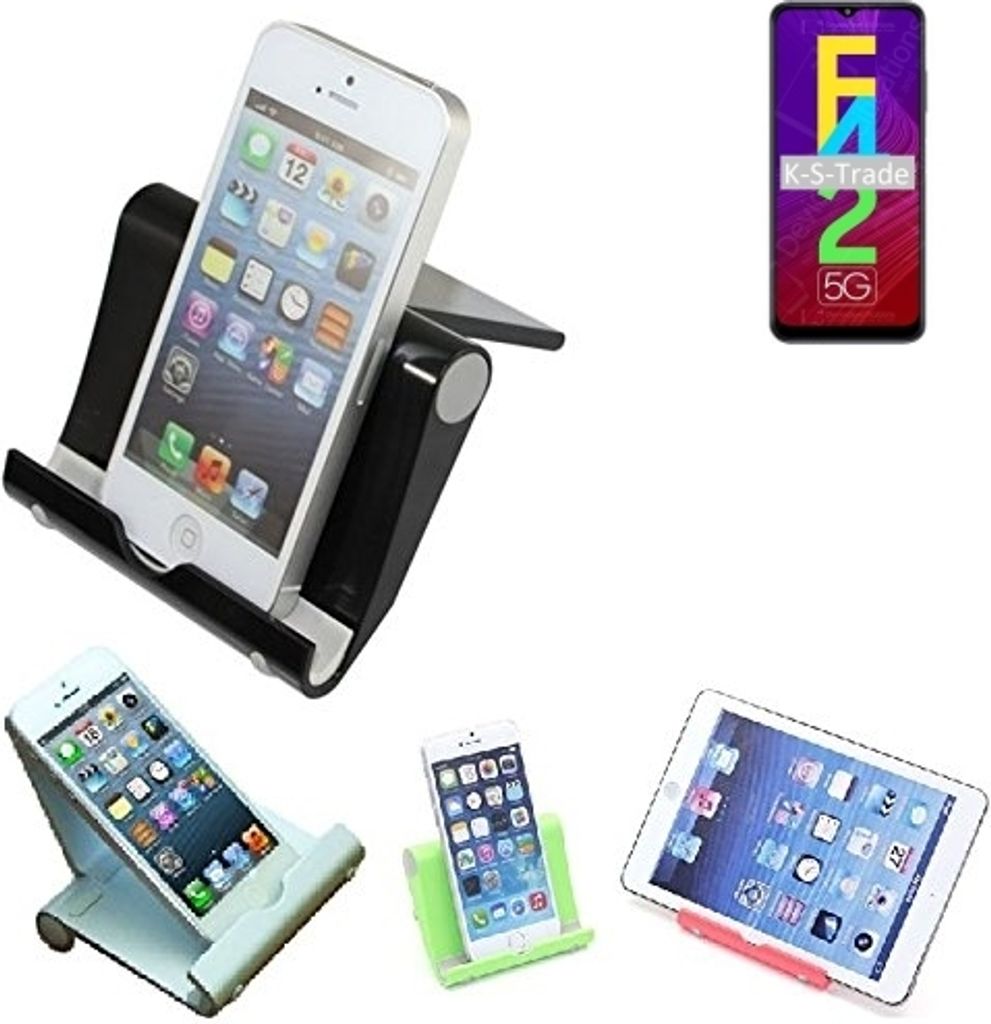 K-S-Trade Handy-Ständer kompatibel mit Samsung Galaxy F42 5G faltbarer Tischständer Smartphone Tablet Halterung Reise
