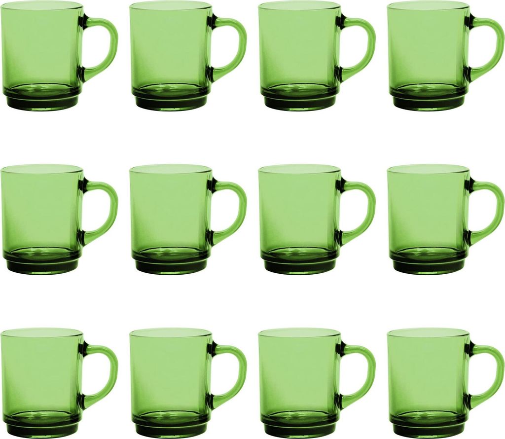 Duralex Versailles Kaffeetassen aus Glas – 260 ml – Grün – 12 Stück