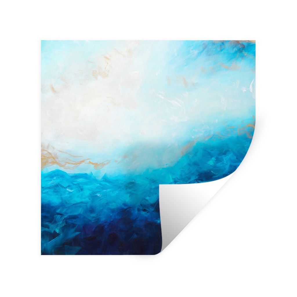 MuchoWow Wandtattoo Wandsticker Wandaufkleber Blau - Meer - Abstrakt - Farbe 50x50 cm Selbstklebend und Repositionierbar - Selbstklebend - Fotota...