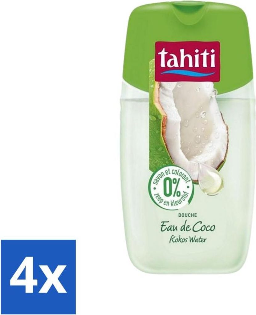 Tahiti Duschgel – Kokoswasser – 0 % Farbstoffe – 250 ml - Vorteilspack - 4 Stücke