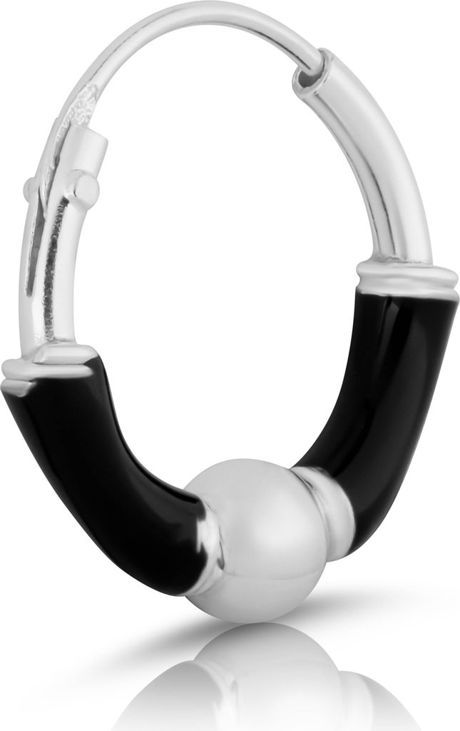 Einzel Ø 12mm Bali Creole schwarz 2mm Keltisch 925 Sterling Silber Gothic 4379