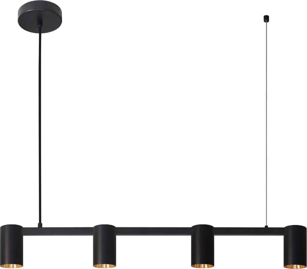 Rampe de 4 spots de plafond Maribel noir et or - Luminaire design 100cm