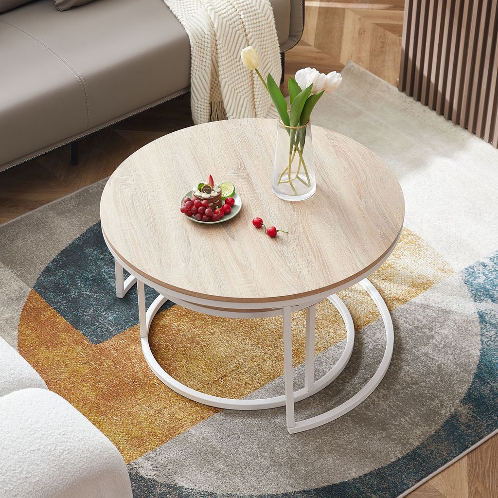 H.J WeDoo Couchtisch rund für Wohnzimmer 2er Set, Produktbild 5