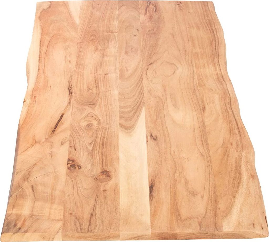 Tischplatte 120x60 cm Curt, Holzplatte Akazienholz massiv + naturfarben + lackiert, Baumkanten-Platte für Heimwerker, Arbeitsplatten, Tische & Fen...