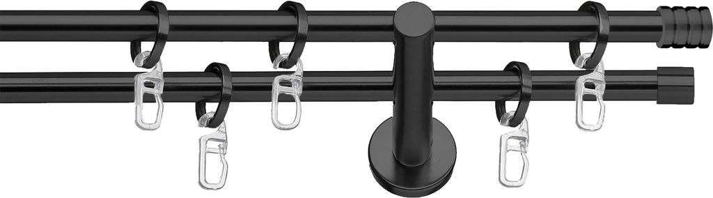 SN Deco - Innenlaufgarnitur Genua, 16 mm, 2-Lauf, schwarz, 160 cm