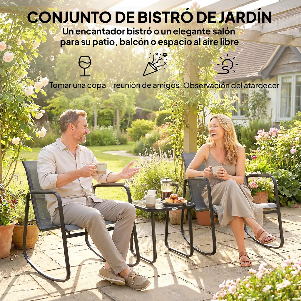 Mobilier de bistrot résistant gris clair en métal pour l'extérieur