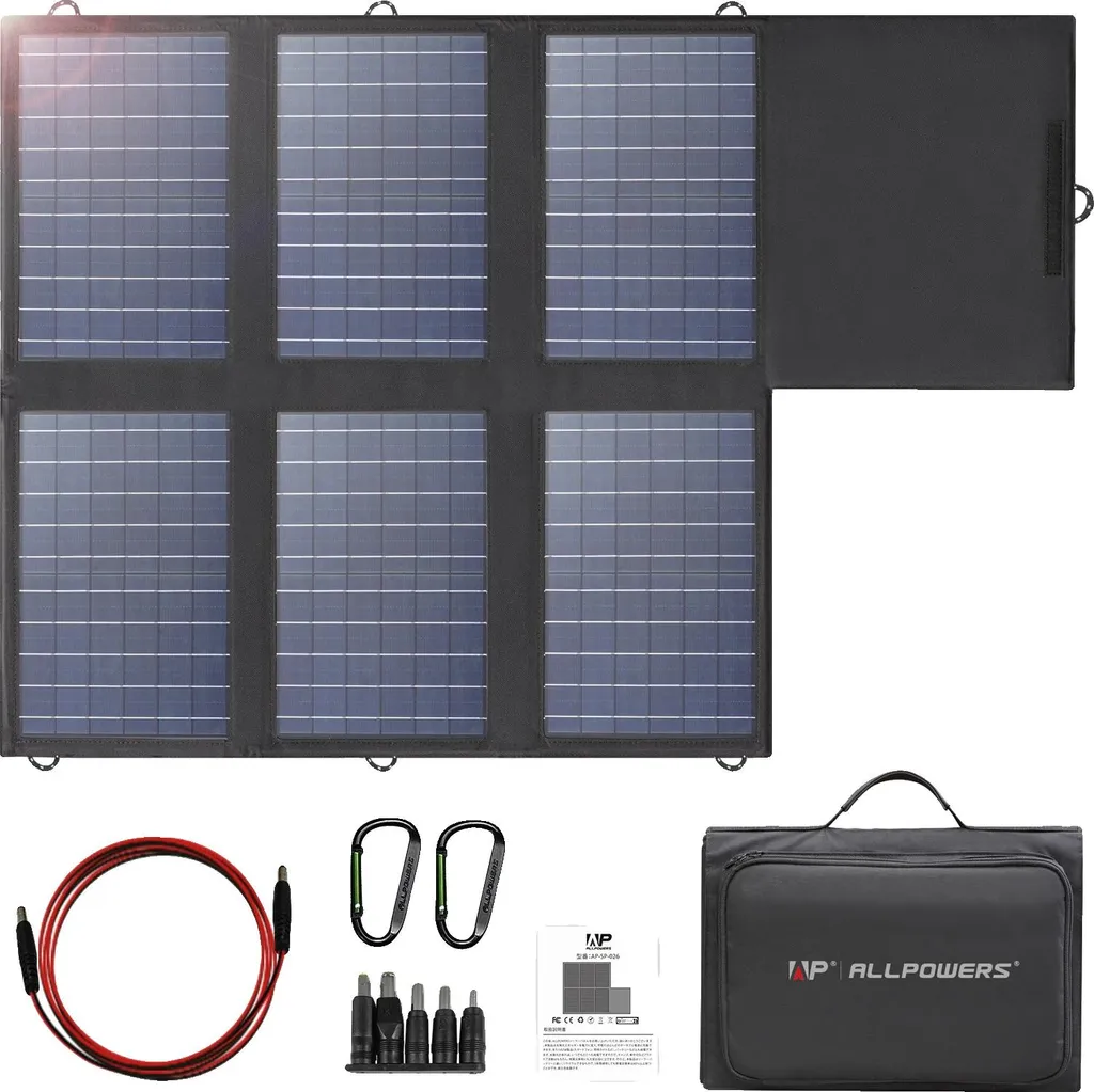 Panneau solaire pour randonnée 60W - Kit solaire pliable noir pour autonomie