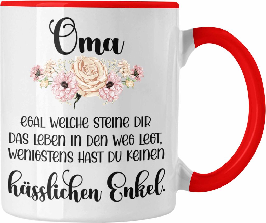Trendation - Beste Oma Geschenk Tasse Geburtstagsgeschenk von Enkel Geschenkideen Lustig Geburtstag (Rot)