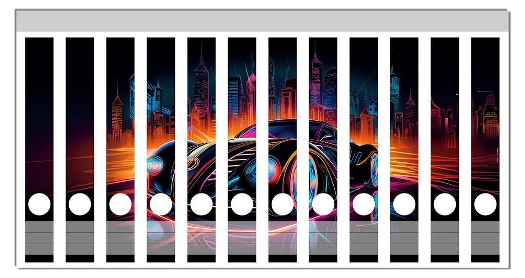 Wallario Ordnerrücken Sticker, selbstklebend für schmale Ordner, 12 Stück, Motiv Cyber-Speed-Illusion
