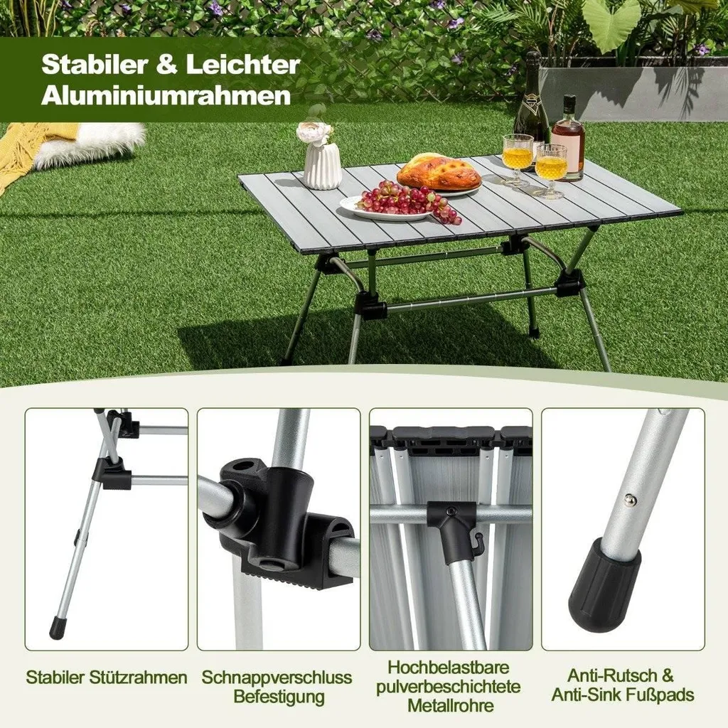 Table camping pliable stable pour sol irrégulier, hauteur ajustable - 5