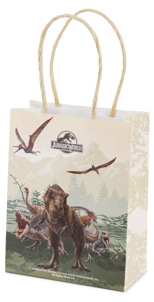 Geschenktüte Jurassic World 12x6x15,5cm Papier 6er Pack Grün / Braun