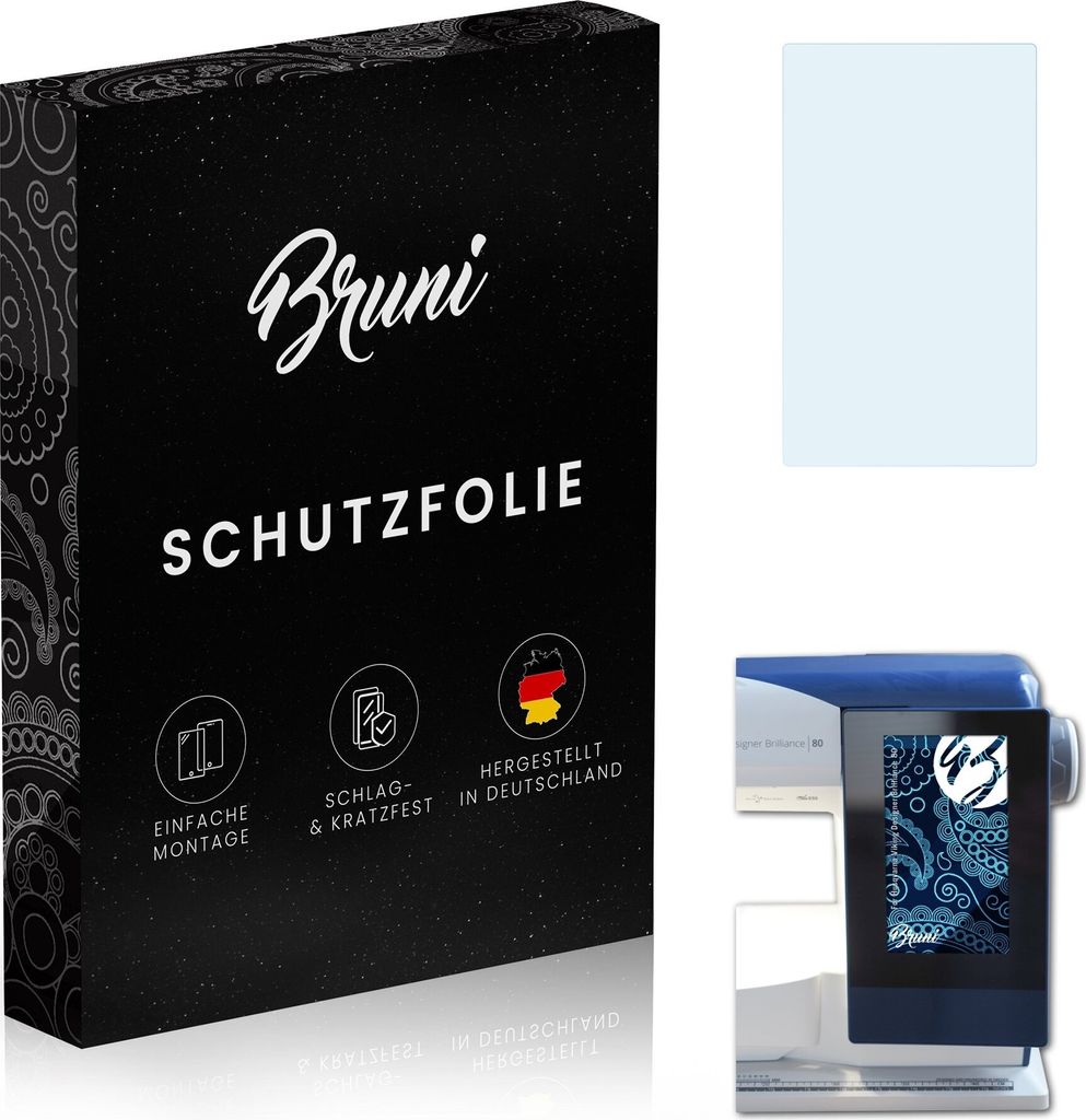 Bruni Basics-Clear 2x Schutzfolie kompatibel mit Husqvarna Viking Designer Brilliance 80 Folie