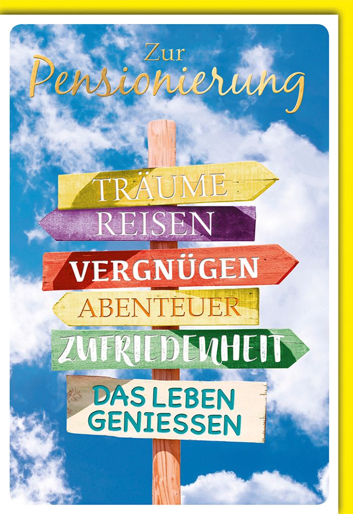 Pensionierung - Glückwunschkarte im Format 11,5 x 17 cm - Schilderbaum