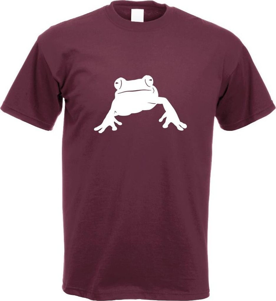 Kiwistar - T-Shirt - Burgund - Frosch Frog Teich Motiv Bedruckt Funshirt Design Print - mit Motiv Bedruckt - Funshirt Design - Sport - Freizeit - H...