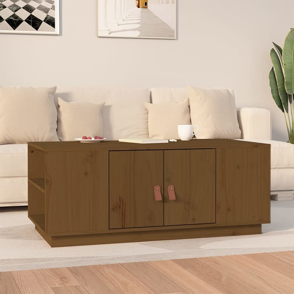 The Living Store Couchtisch Honigbraun 100x50x41 cm Massivholz Kiefer