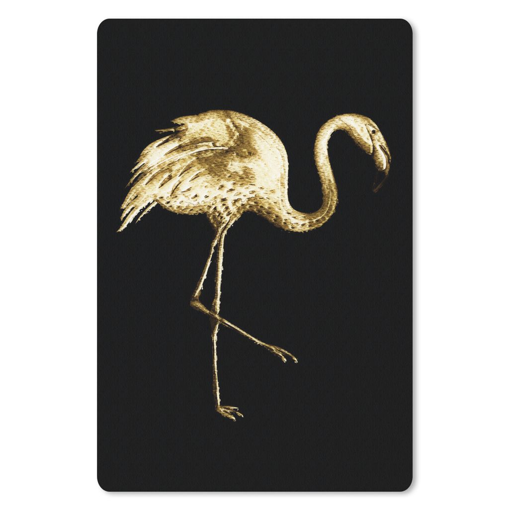 MuchoWow Mauspad Mousepad Gold - Flamingo - Schwarz 18x27 cm - Mousepads - Maus Mat - Pad - Mausunterlage