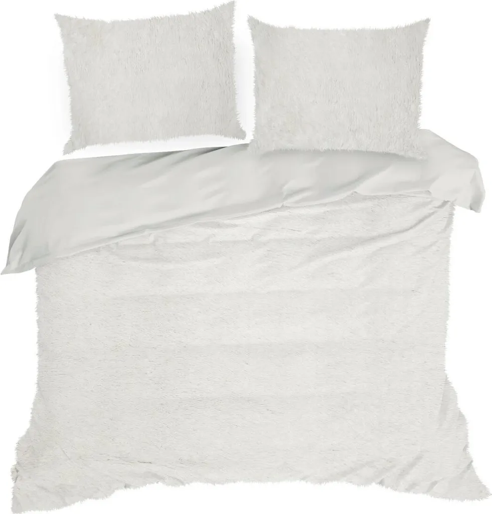 Parure de lit Tiffany crème 220x200 texture fourrure douce D91 Chic - 3