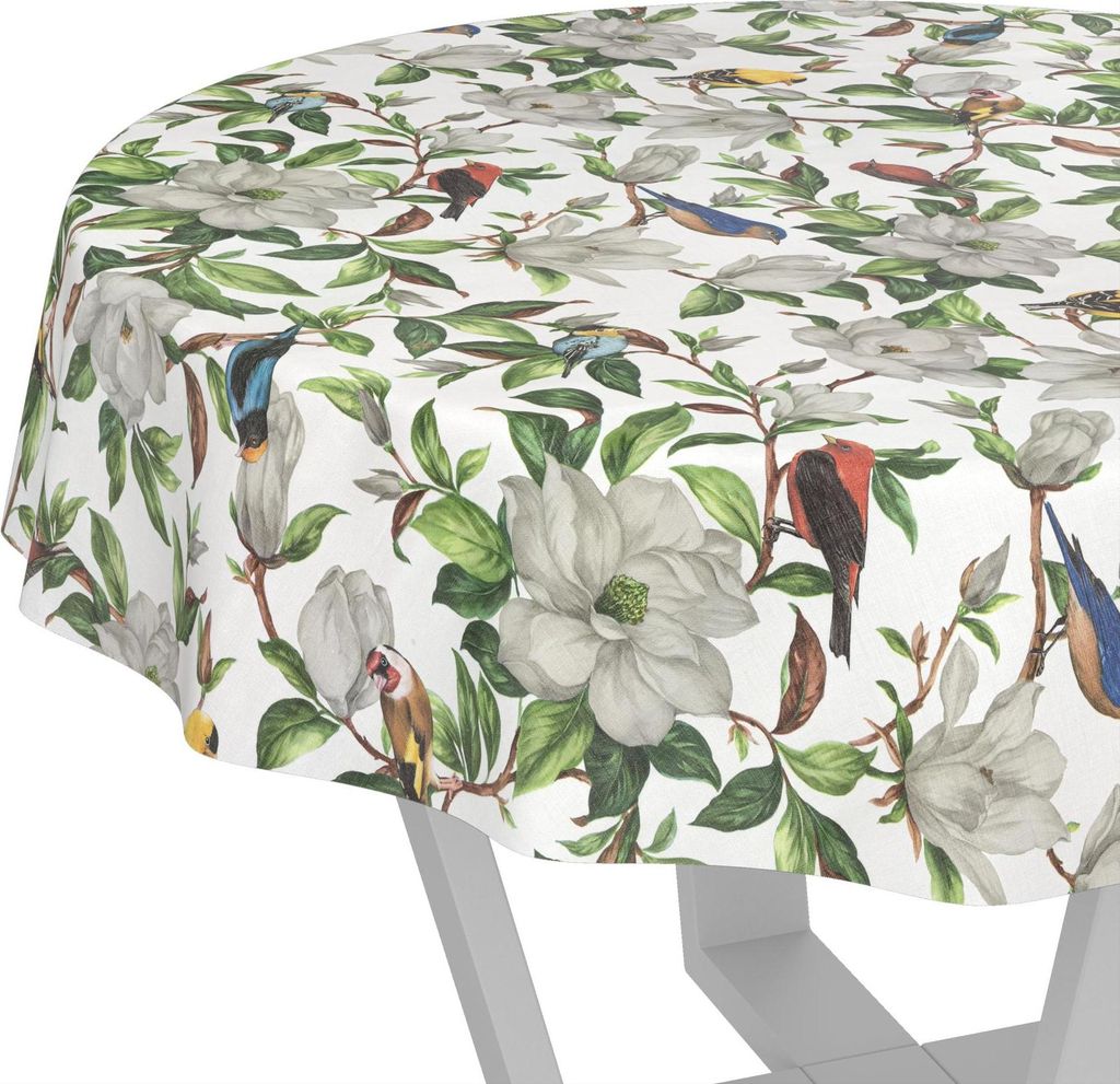 Tischdecke wasserabweisend abwaschbar Bunt Rund 120cm Exotic Kolibri Wachstuch Gartentischdecke