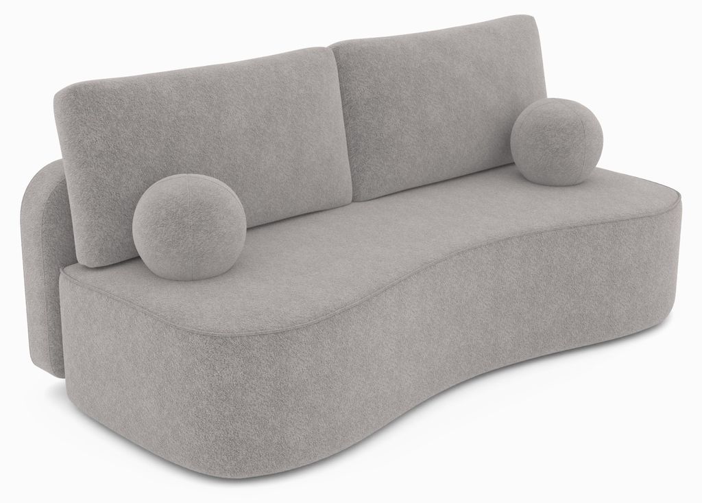 Sofa SANDRO mit Schlaffunktion, Schlafsofa, Wohnzimmersofa, Couch, Soffa, Bettsofa, Bucle-Stoff – Grau ANTHOLOGY 15