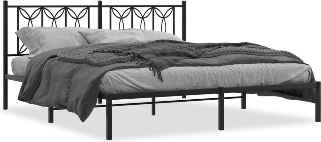 Maison Exclusive - Bettgestell mit Kopfteil Metall Schwarz 183x213 cm