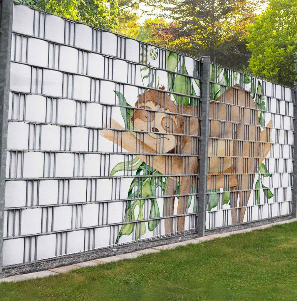 Sichtschutzstreifen Müdes Faultier Mentalität Sichtschutz Garten Zaun - Teil1 + Teil2 - 9 Streifen - 500x180cm