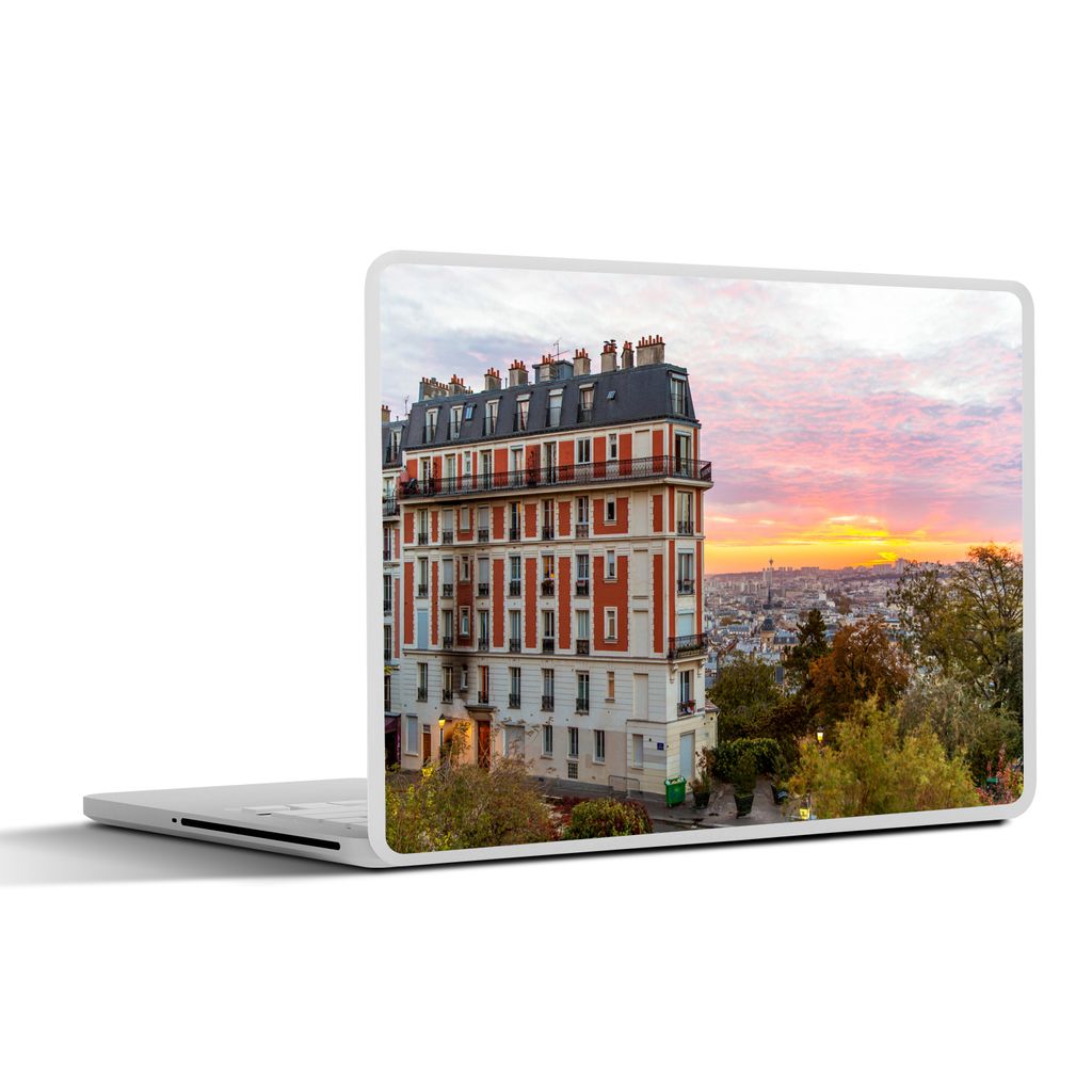 MuchoWow Laptop Aufkleber Sticker Cover Paris - Skyline - Sonne 36.5x27.5 cm - Laptop-Sticker