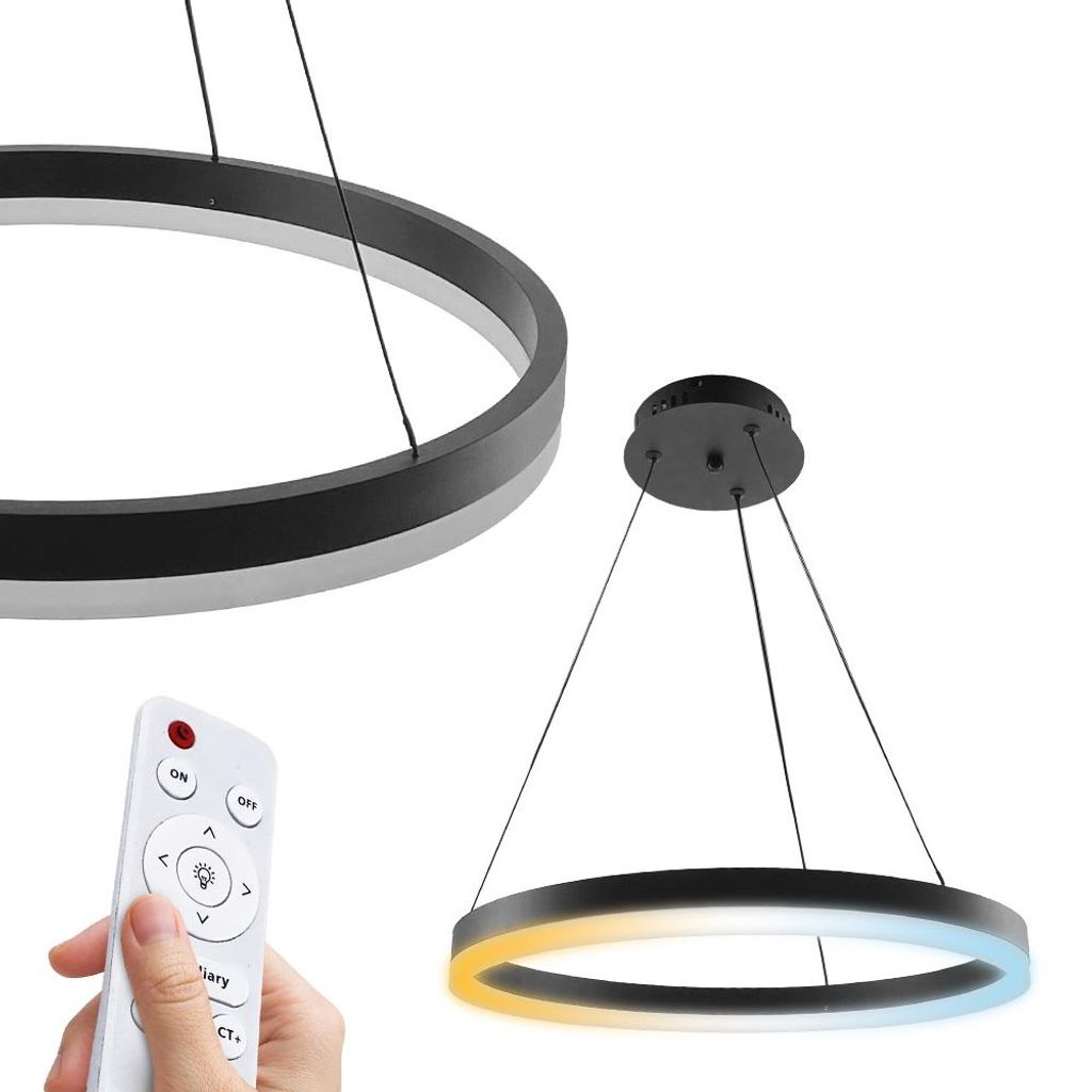 LED Pendelleuchte 53W 3CCT 3710lm rund schwarz dimmbar mit Fernbedienung HARVEY HOROZ