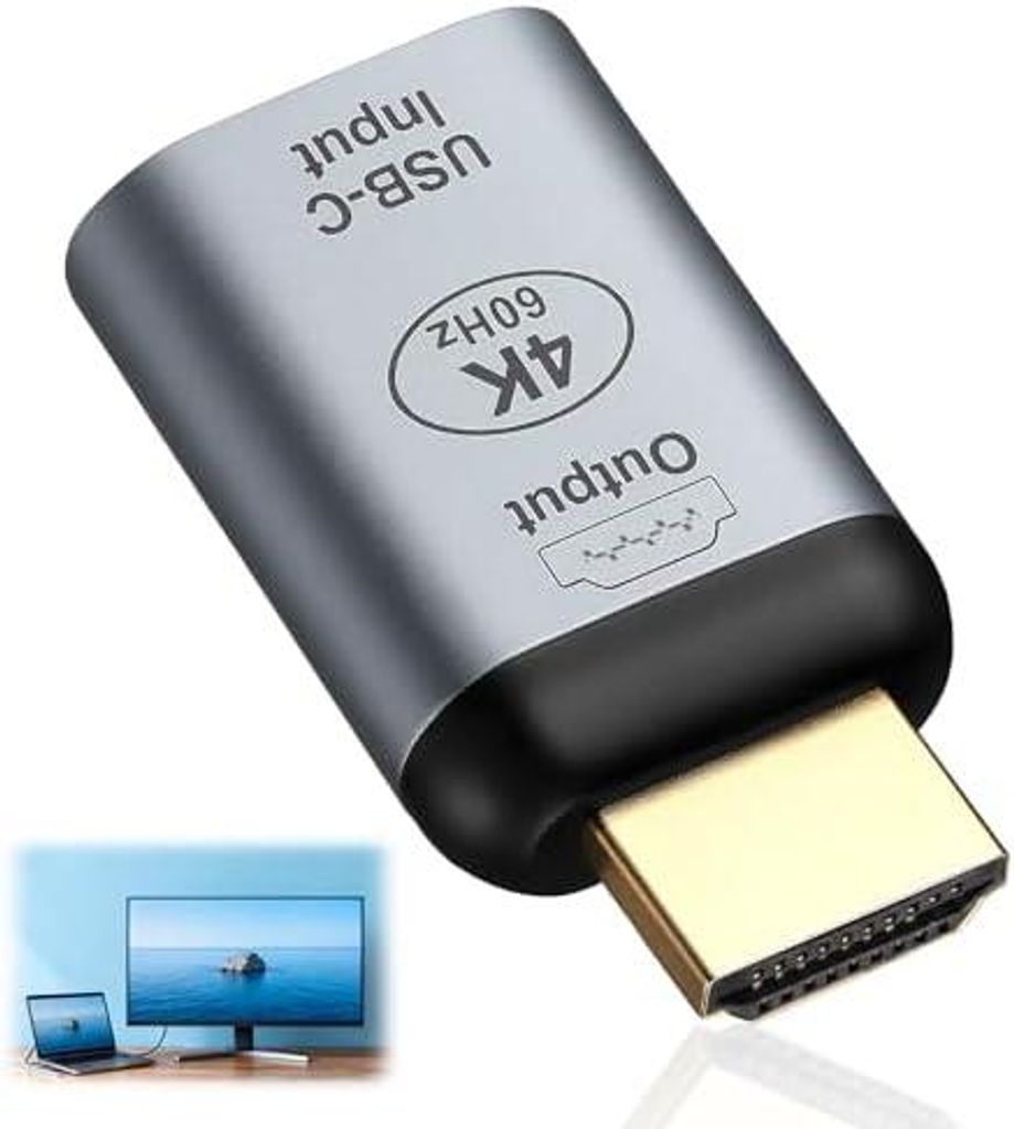 Adapter USB C auf HDMI 4K 60 Hz, Konverter Typ C Buchse auf HDMI-Stecker, kompatibel mit MacBook, iPad Pro, Samsung Galaxy, Steam Deck, Laptop, Sma...