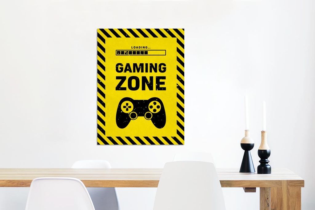MuchoWow Wanddekoration Metall Metallbild Wandkunst 60x80 cm Spiele - Zitate - Controller - Spielzone - Spiel MuchoWow Aluminium Gemälde - Wanddek...