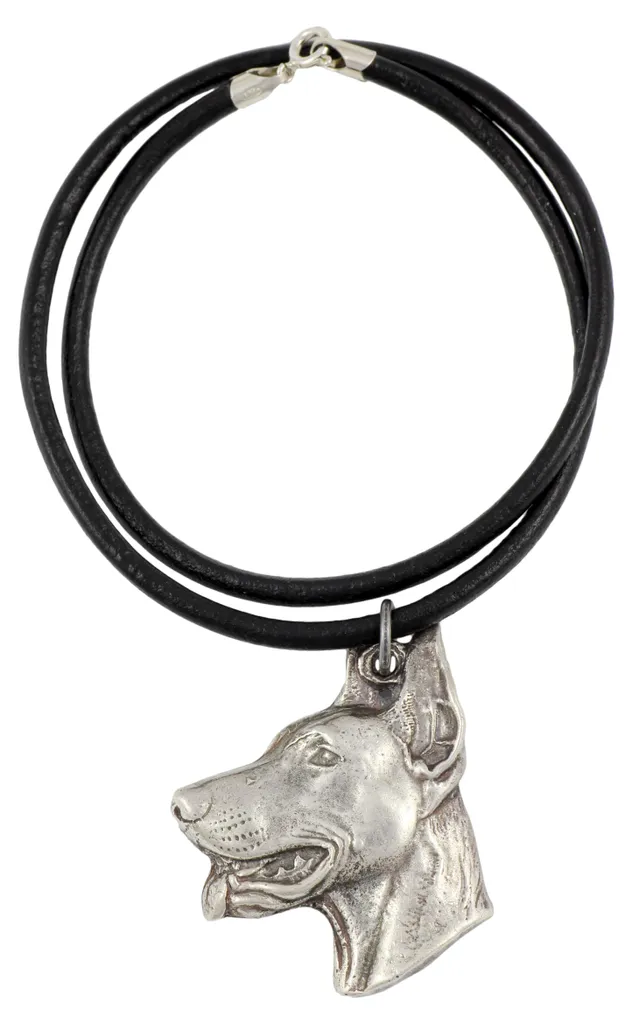 Art-Dog Dobrman I Collier Pendentif Argenté pour Amoureux des Chiens
