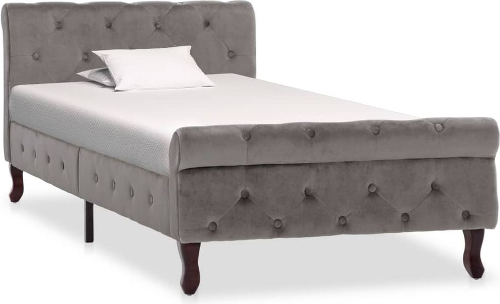 Schlichtes Bettrahmen inkl. Lattenrost - Bettgestell Grau Samt 90 x 200 cm - Klassische Betten DE3182522 1parcel
