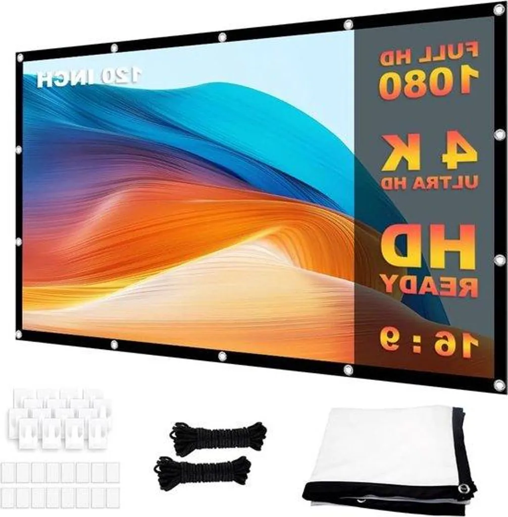 Écran projecteur 120" HD anti-plis format 16/9 à haute réflectivité