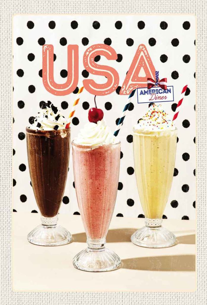 vianmo Holzschild 30x20 cm Amerika Milchshake Vanille Schokolade Bildmotiv Reisemotiv USA