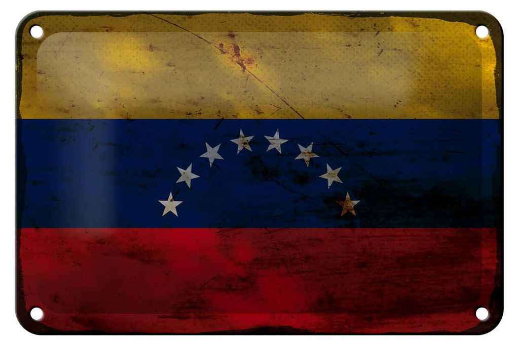Blechschild Flagge Venezuela 18x12cm Flag Venezuela Rost Dekoration