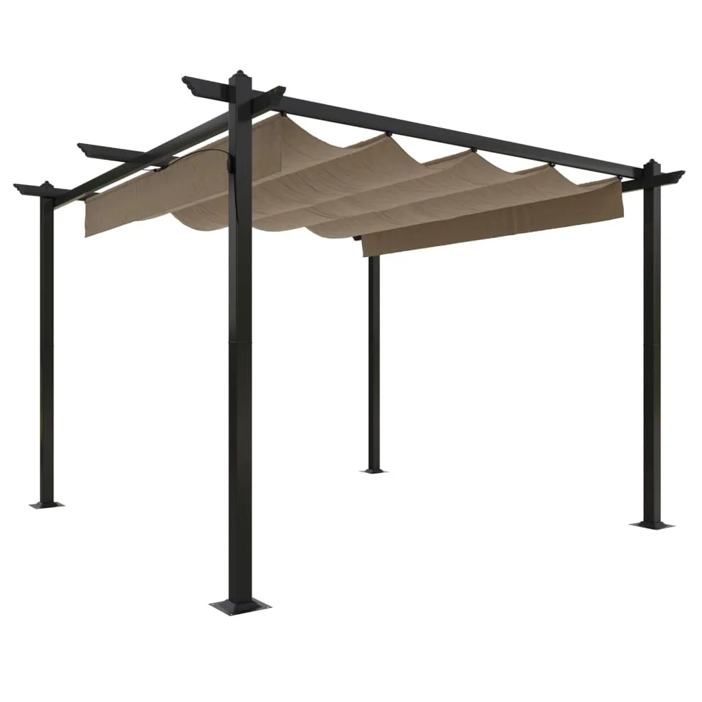 Pavillon Anti-UV 3x3 m vidaXL Toit Rétractable Contre la Chaleur Taupe