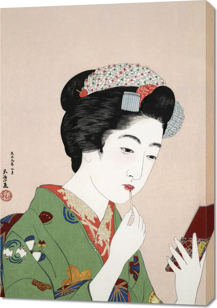 Quadro 70x100 Woman Applying Rouge Hashiguchi Goyo Giapponese Vintage