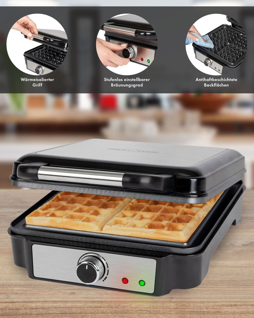 ProfiCook Waffeleisen für belgische Waffeln mit 4 Produktbild 4
