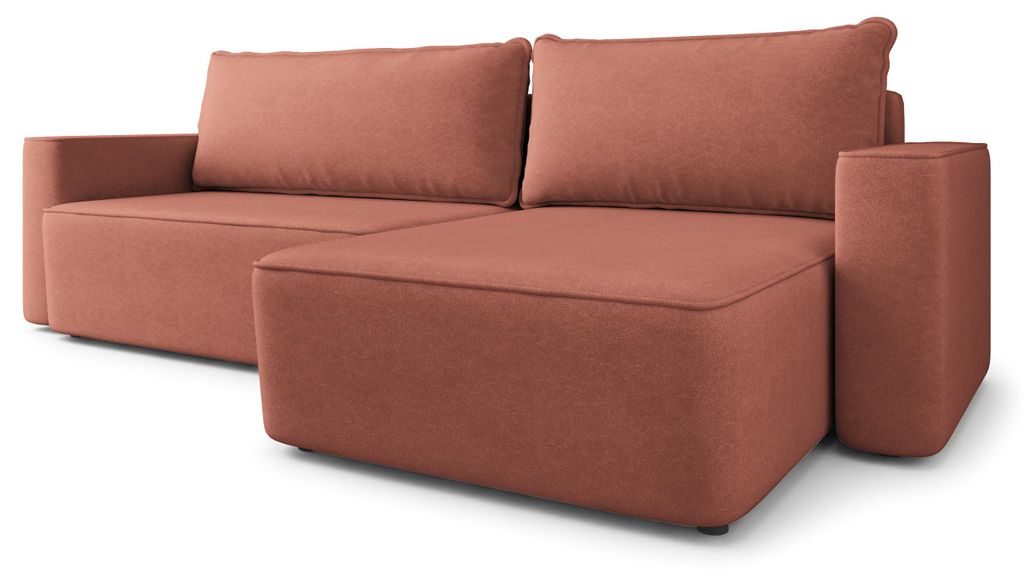 Masseno Ecksofa BELARO CL mit Schlaffunktion L-Form, Sofa mit Bettkasten, Wohnzimmersofa, Couch, Soffa, Bettsofa, Couchgarnitur- Koralle, CASTEL 55