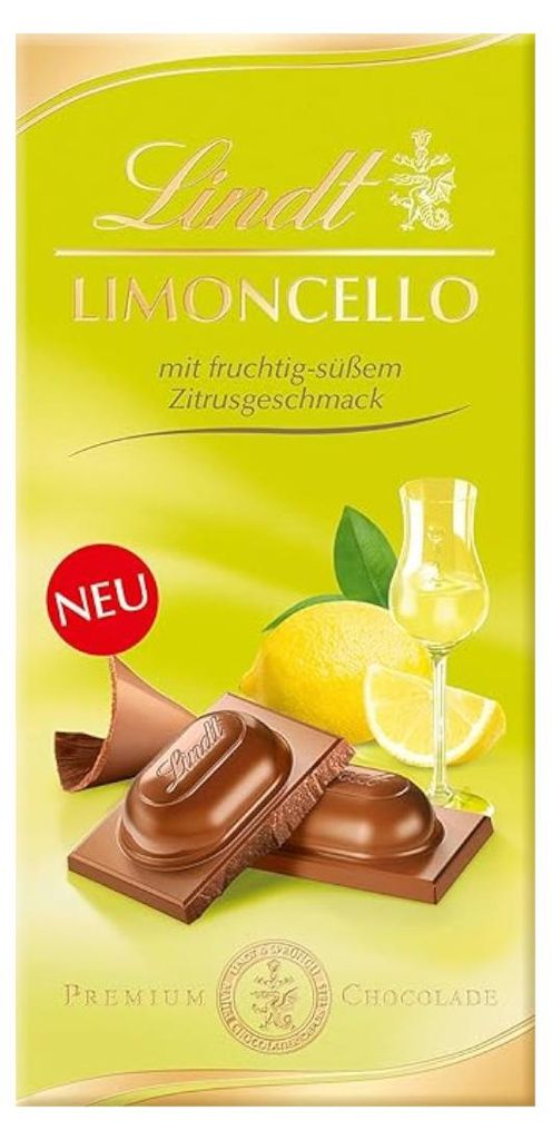 Lindt Limoncello, tablette fourrée à la liqueur de citron, Image du produit 
