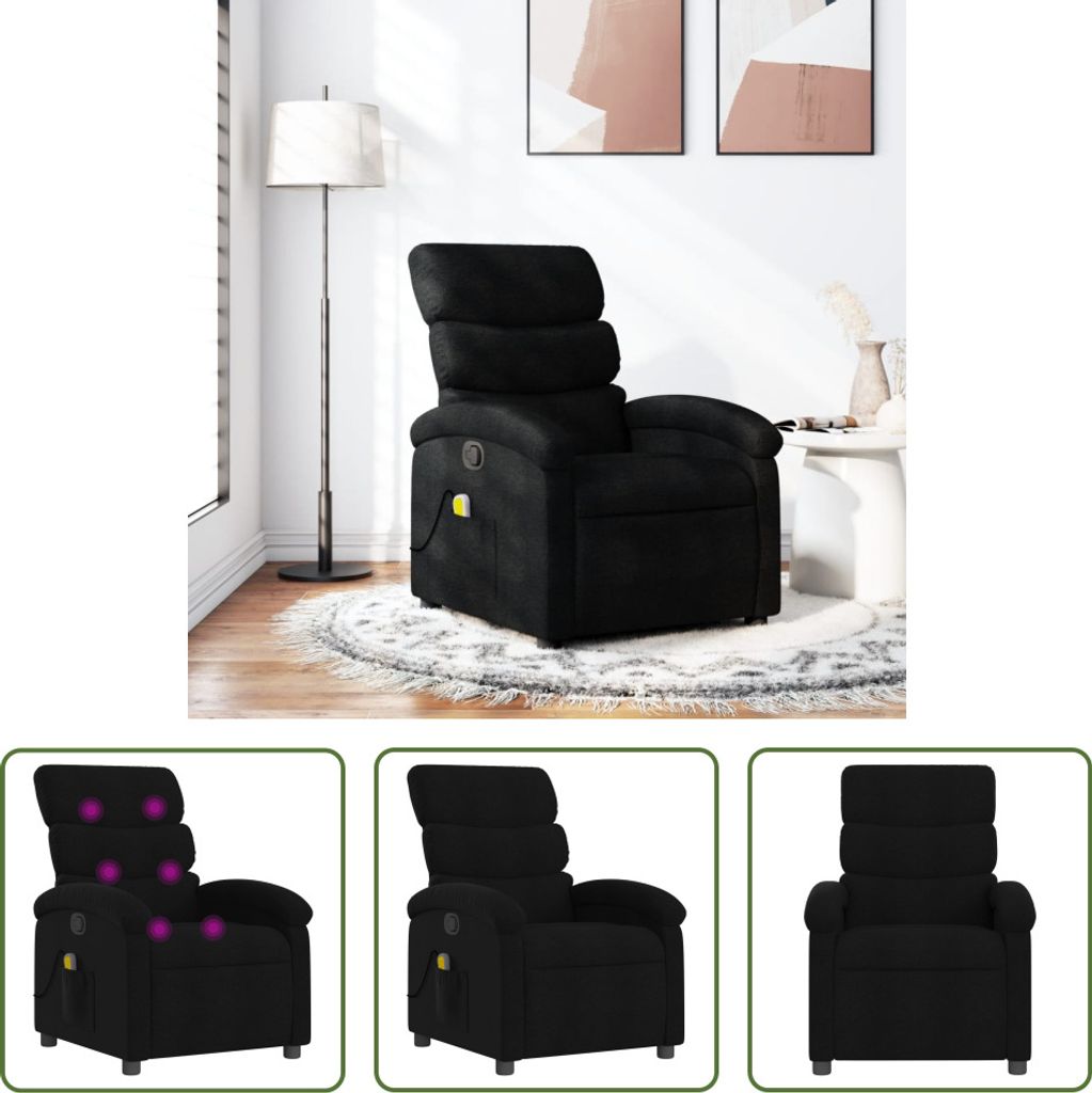 The Living Store Massagesessel Schwarz Stoff
