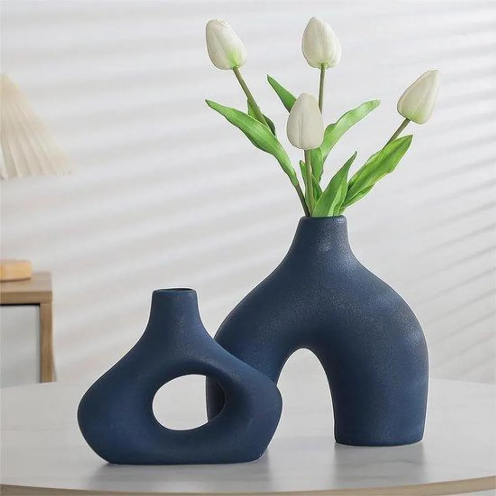 Grand vase de sol en métal design alvéolé noir de 70 cm pour grand séjour
