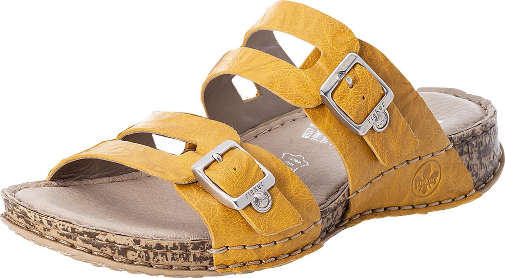 Rieker Damen Pantoletten Leder Clogs 61195-68, Größe:39 EU, Farbe:Gelb