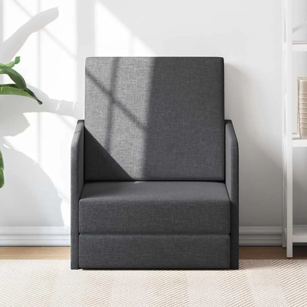 vidaXL Fauteuil-lit Extensible en Tissu Gris Foncé - Modèle Design 2-en-1