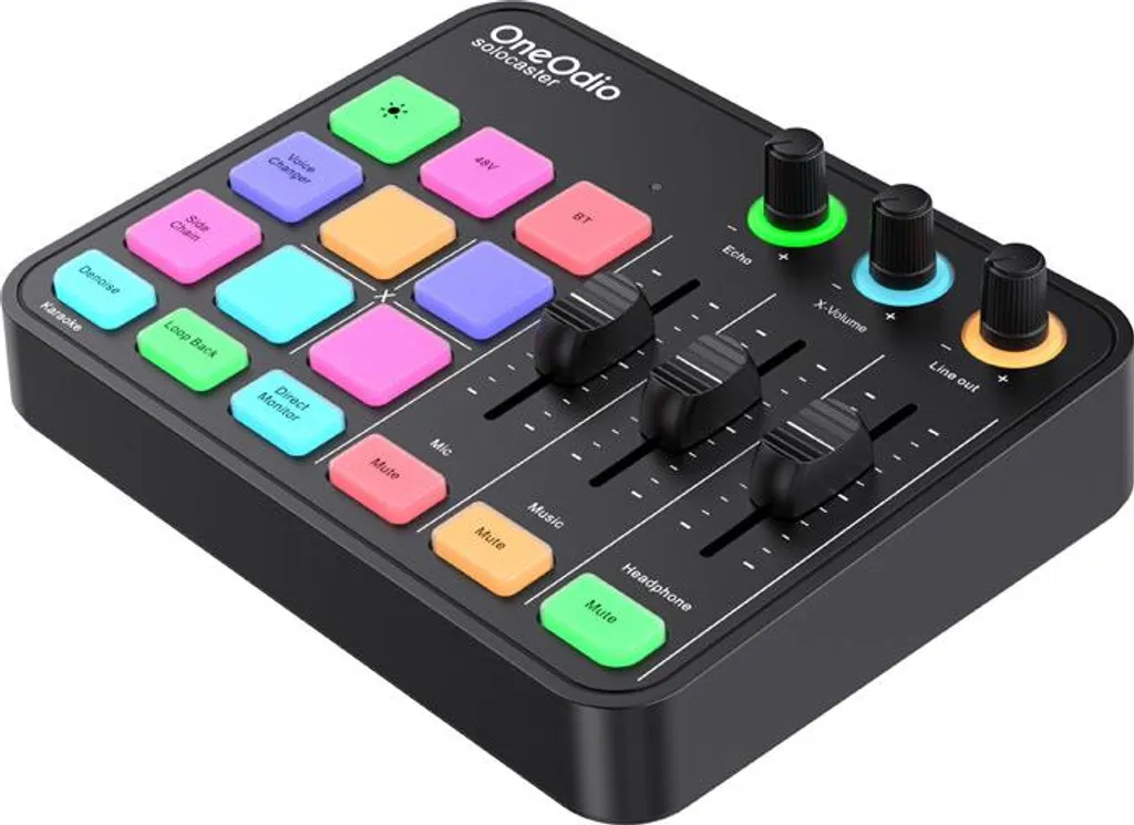 Oneodio Solocaster carte son avec effets DSP et Bluetooth pour podcasting