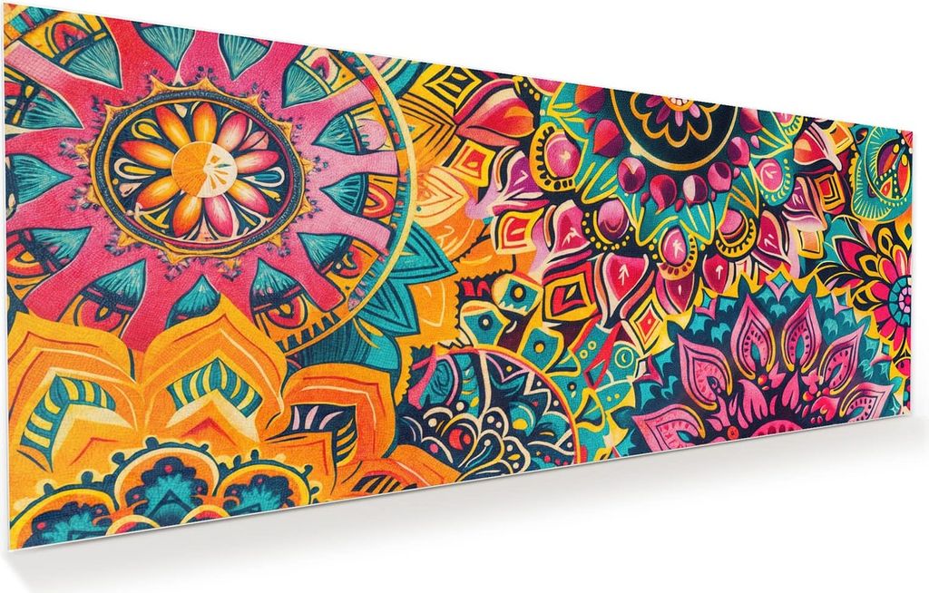 Glasbild 125x50cm in XXL für Wohnzimmer, Schlafzimmer Motiv Mandala Design
