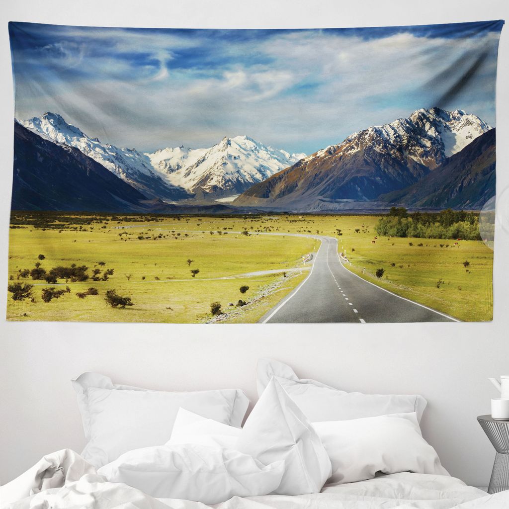 ABAKUHAUS Landschaft Wandteppich, Snowy Mountains Alpen aus Weiches Mikrofaser Stoff Waschbar ohne Verblassen Digitaldruck, 230 x 140 cm, Marinebla...