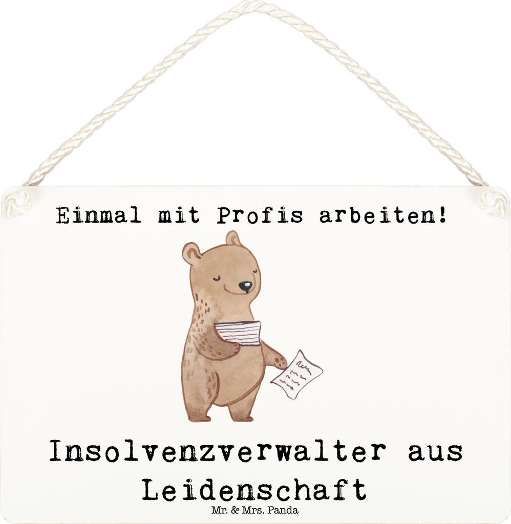 Mr. & Mrs. Panda Wandbild Holz Insolvenzverwalter Leidenschaft DIN A6 - Weiß - Geschenk, holzbild, kleine aufmerksamkeit, Schild, dekotafel, Türs...