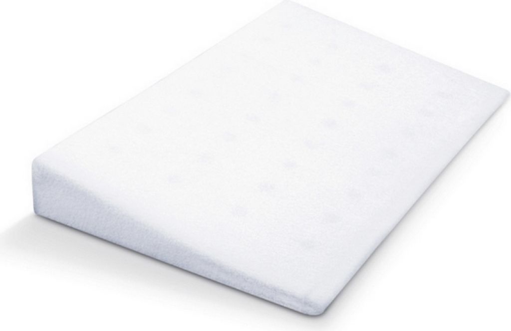 A white wedge pillow is shown on a white background.