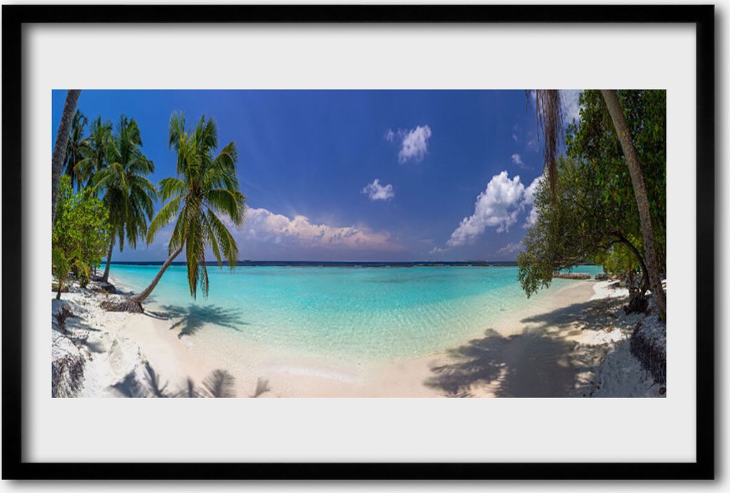 Bild 60x40 MDF-Rahmen Wandkunst Seaside Palm Beach Landschaft
